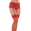 Red Floral Suspender Belt with Stockings